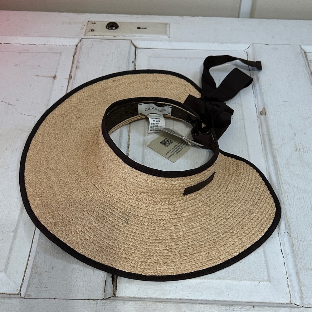 Women's Tan Sun Hat with Brown Trim